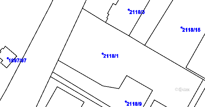 Parcela st. 2118/1 v KÚ Maloměřice, Katastrální mapa
