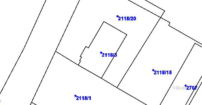 Parcela st. 2118/3 v KÚ Maloměřice, Katastrální mapa