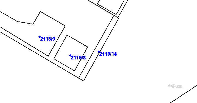 Parcela st. 2118/14 v KÚ Maloměřice, Katastrální mapa
