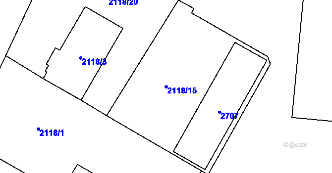 Parcela st. 2118/15 v KÚ Maloměřice, Katastrální mapa