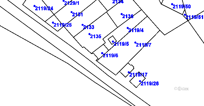 Parcela st. 2119/6 v KÚ Maloměřice, Katastrální mapa