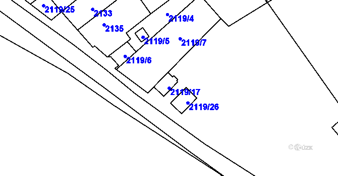 Parcela st. 2119/17 v KÚ Maloměřice, Katastrální mapa