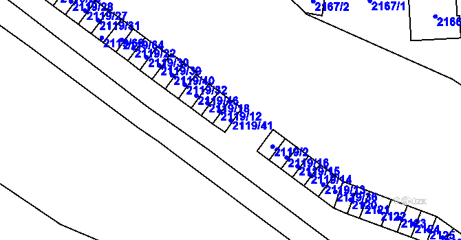 Parcela st. 2119/41 v KÚ Maloměřice, Katastrální mapa