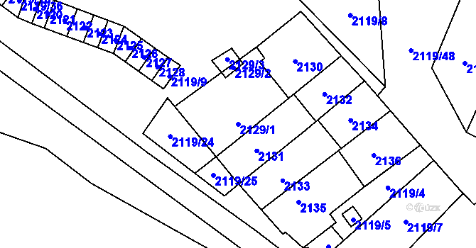 Parcela st. 2129/1 v KÚ Maloměřice, Katastrální mapa