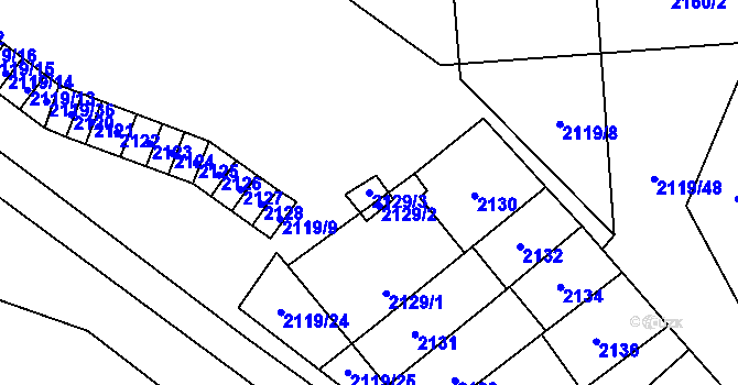 Parcela st. 2129/3 v KÚ Maloměřice, Katastrální mapa