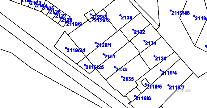 Parcela st. 2131 v KÚ Maloměřice, Katastrální mapa