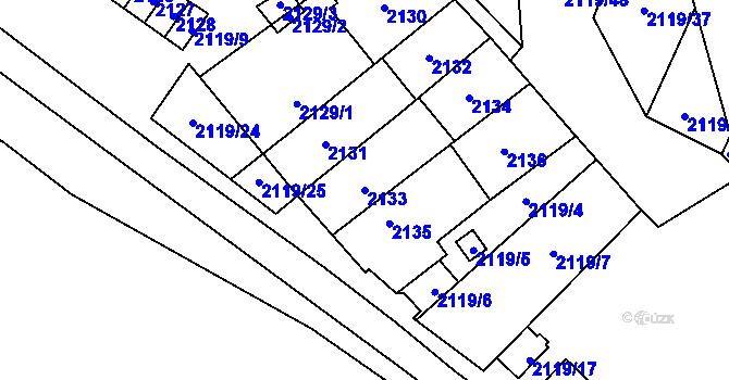 Parcela st. 2133 v KÚ Maloměřice, Katastrální mapa