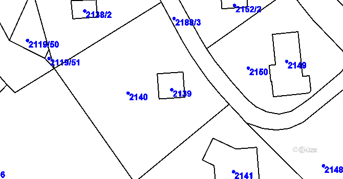 Parcela st. 2139 v KÚ Maloměřice, Katastrální mapa
