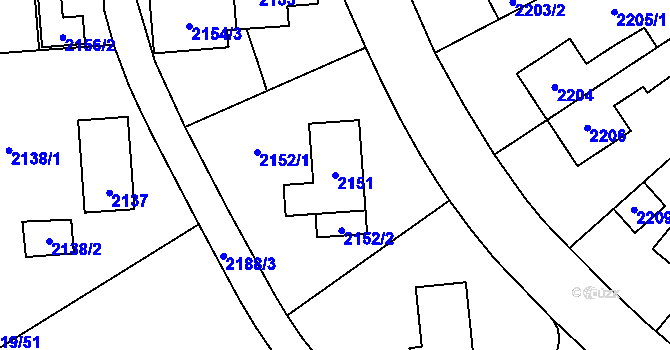 Parcela st. 2151 v KÚ Maloměřice, Katastrální mapa