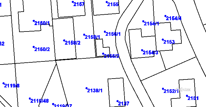 Parcela st. 2156/2 v KÚ Maloměřice, Katastrální mapa