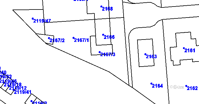 Parcela st. 2167/3 v KÚ Maloměřice, Katastrální mapa
