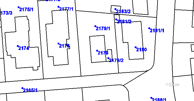 Parcela st. 2178 v KÚ Maloměřice, Katastrální mapa