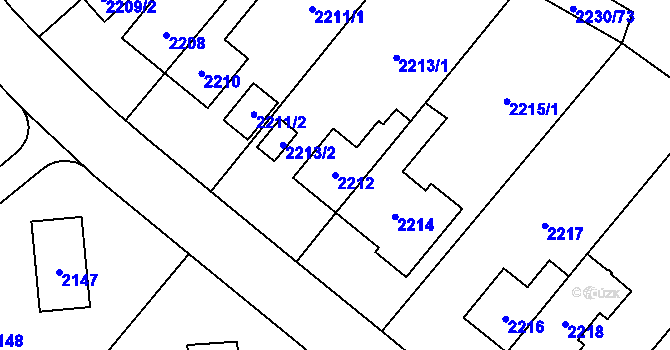 Parcela st. 2212 v KÚ Maloměřice, Katastrální mapa