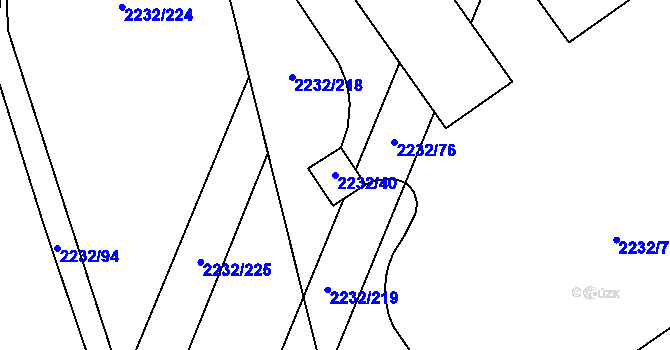 Parcela st. 2232/40 v KÚ Maloměřice, Katastrální mapa