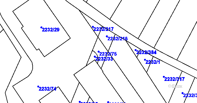 Parcela st. 2232/75 v KÚ Maloměřice, Katastrální mapa