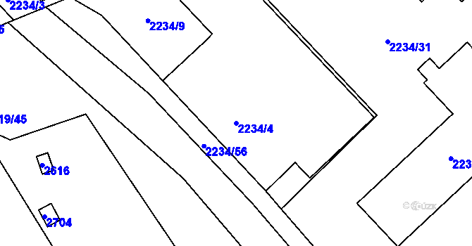 Parcela st. 2234/4 v KÚ Maloměřice, Katastrální mapa