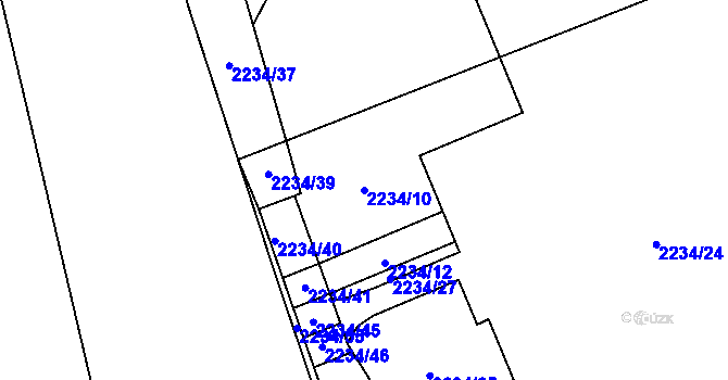 Parcela st. 2234/10 v KÚ Maloměřice, Katastrální mapa