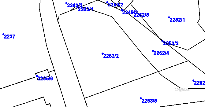 Parcela st. 2263/2 v KÚ Maloměřice, Katastrální mapa