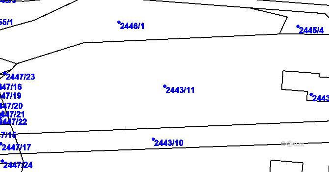 Parcela st. 2443/11 v KÚ Maloměřice, Katastrální mapa