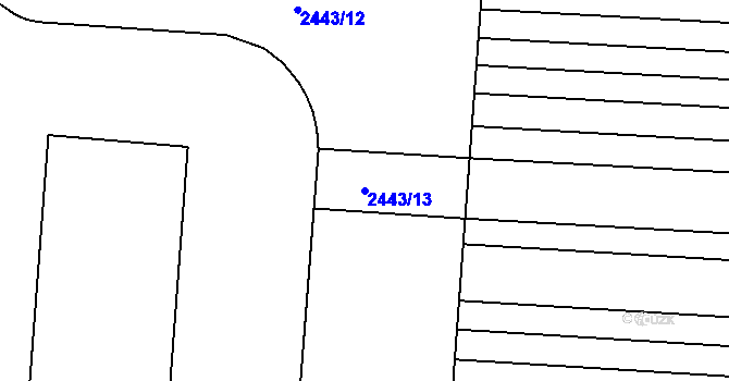 Parcela st. 2443/13 v KÚ Maloměřice, Katastrální mapa