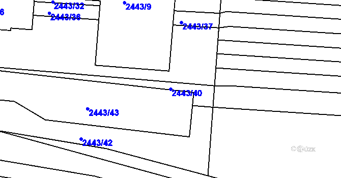 Parcela st. 2443/40 v KÚ Maloměřice, Katastrální mapa