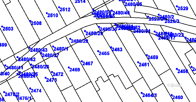 Parcela st. 2465 v KÚ Maloměřice, Katastrální mapa