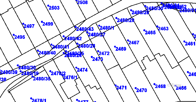 Parcela st. 2472 v KÚ Maloměřice, Katastrální mapa