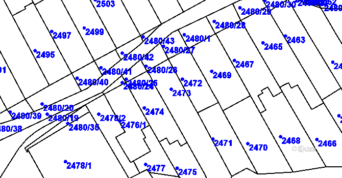 Parcela st. 2473 v KÚ Maloměřice, Katastrální mapa