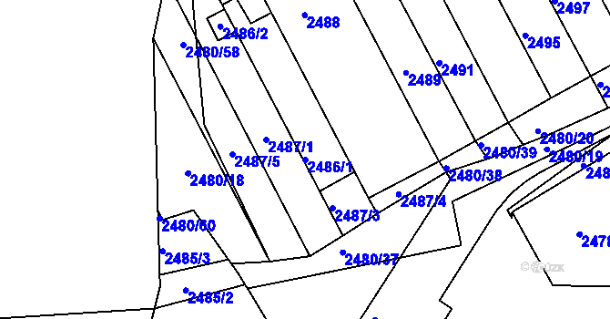 Parcela st. 2486/1 v KÚ Maloměřice, Katastrální mapa