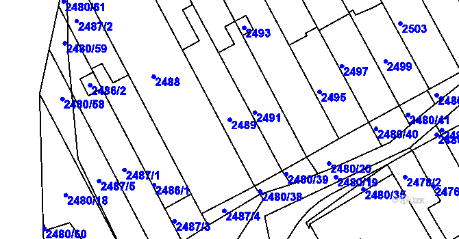 Parcela st. 2489 v KÚ Maloměřice, Katastrální mapa
