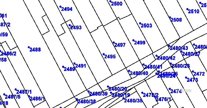 Parcela st. 2495 v KÚ Maloměřice, Katastrální mapa