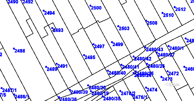 Parcela st. 2497 v KÚ Maloměřice, Katastrální mapa