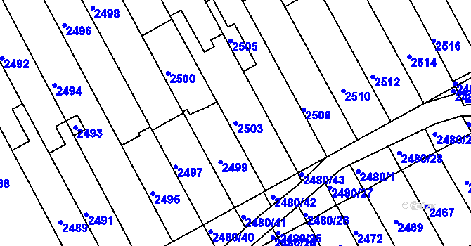 Parcela st. 2503 v KÚ Maloměřice, Katastrální mapa