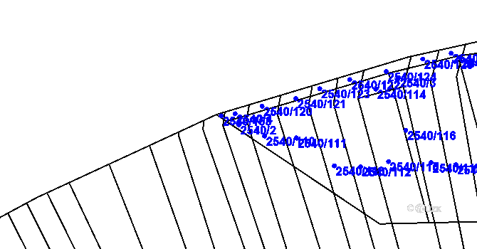Parcela st. 2540/2 v KÚ Maloměřice, Katastrální mapa