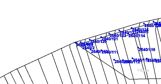Parcela st. 2540/4 v KÚ Maloměřice, Katastrální mapa