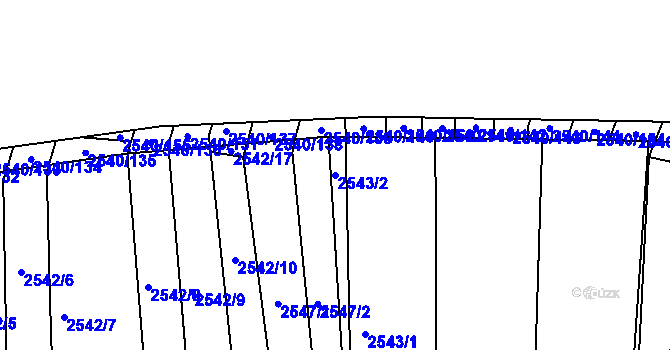 Parcela st. 2543/2 v KÚ Maloměřice, Katastrální mapa