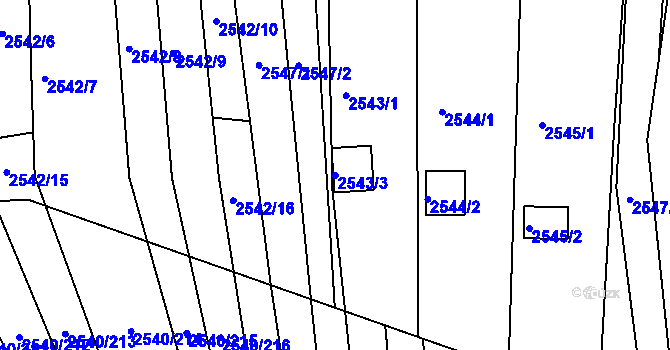 Parcela st. 2543/3 v KÚ Maloměřice, Katastrální mapa