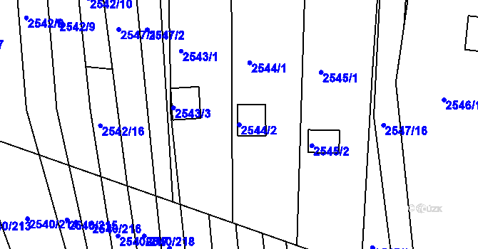 Parcela st. 2544/2 v KÚ Maloměřice, Katastrální mapa