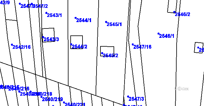 Parcela st. 2545/2 v KÚ Maloměřice, Katastrální mapa
