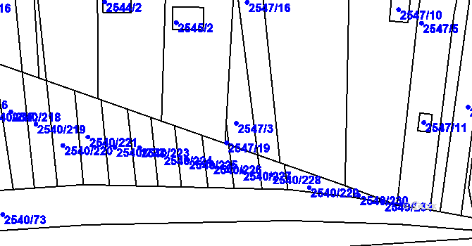 Parcela st. 2547/3 v KÚ Maloměřice, Katastrální mapa