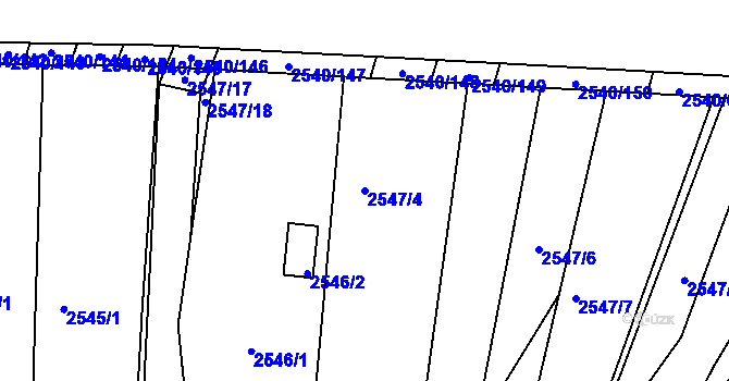 Parcela st. 2547/4 v KÚ Maloměřice, Katastrální mapa