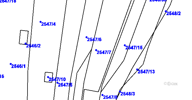 Parcela st. 2547/7 v KÚ Maloměřice, Katastrální mapa