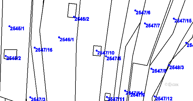 Parcela st. 2547/10 v KÚ Maloměřice, Katastrální mapa