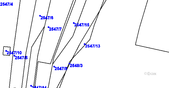 Parcela st. 2547/13 v KÚ Maloměřice, Katastrální mapa
