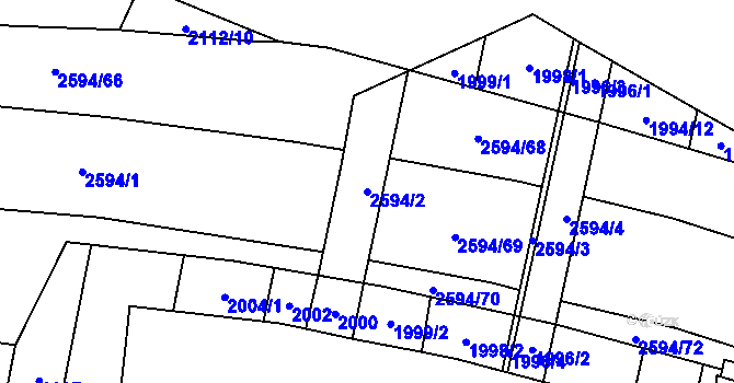 Parcela st. 2594/2 v KÚ Maloměřice, Katastrální mapa