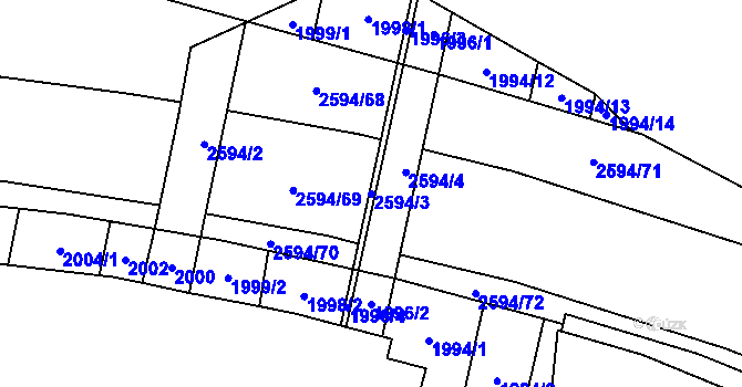 Parcela st. 2594/3 v KÚ Maloměřice, Katastrální mapa