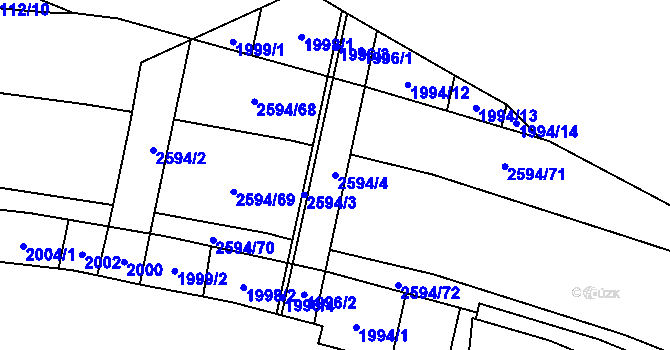 Parcela st. 2594/4 v KÚ Maloměřice, Katastrální mapa
