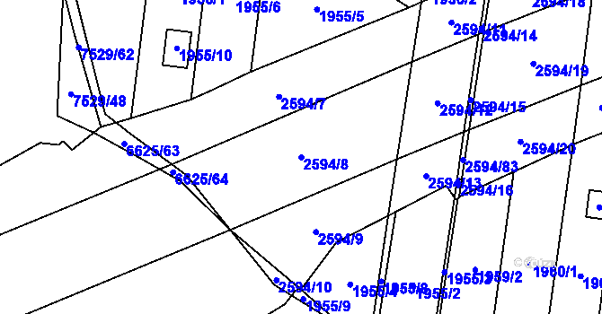 Parcela st. 2594/8 v KÚ Maloměřice, Katastrální mapa