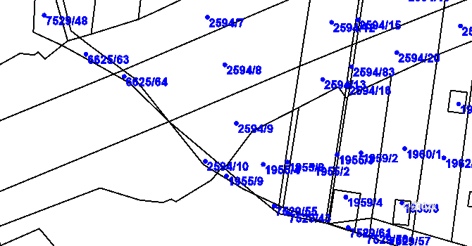 Parcela st. 2594/9 v KÚ Maloměřice, Katastrální mapa