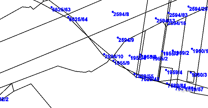 Parcela st. 2594/10 v KÚ Maloměřice, Katastrální mapa